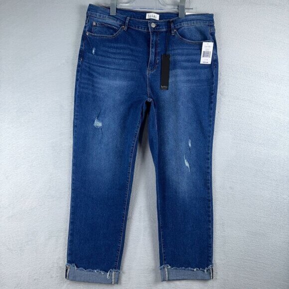 Nicole Miller Jeans Soho Ankle Slim Distressed Womens Blue Size 16 Was $99 - Picture 1 of 12